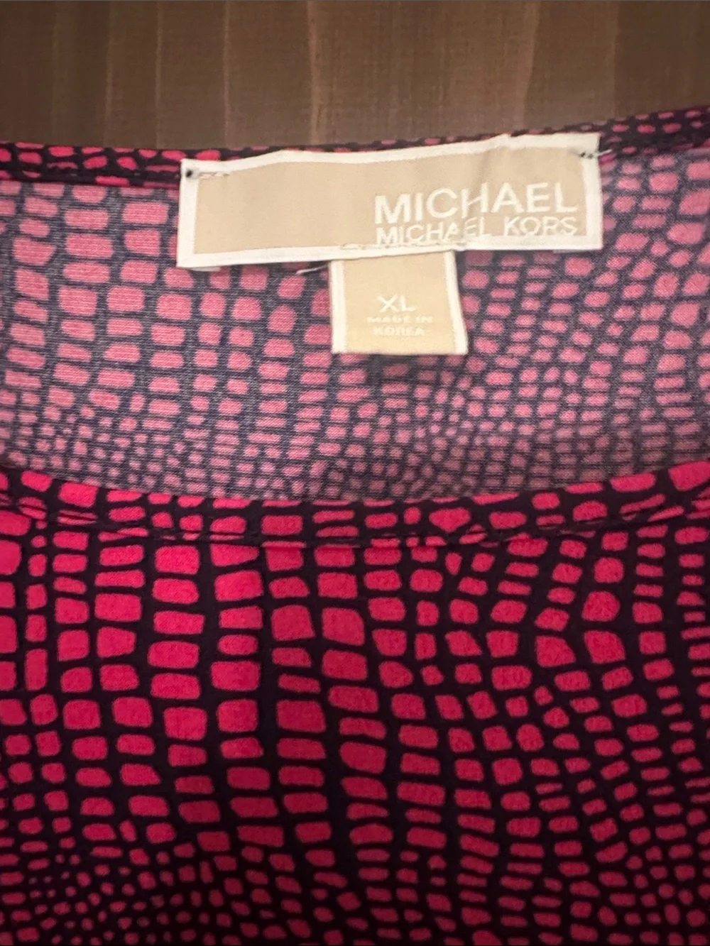 Michael Kors Fuchsia and Black Cold-Shoulder Tunic Top